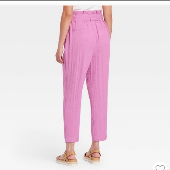 NWT A New Day M Women's High-Rise Relaxed Fit Paperbag Ankle Pants - Picture 2 of 4